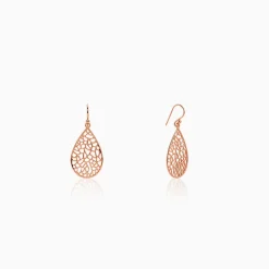 Rose Gold Lattice Teardrop Filigree Earrings