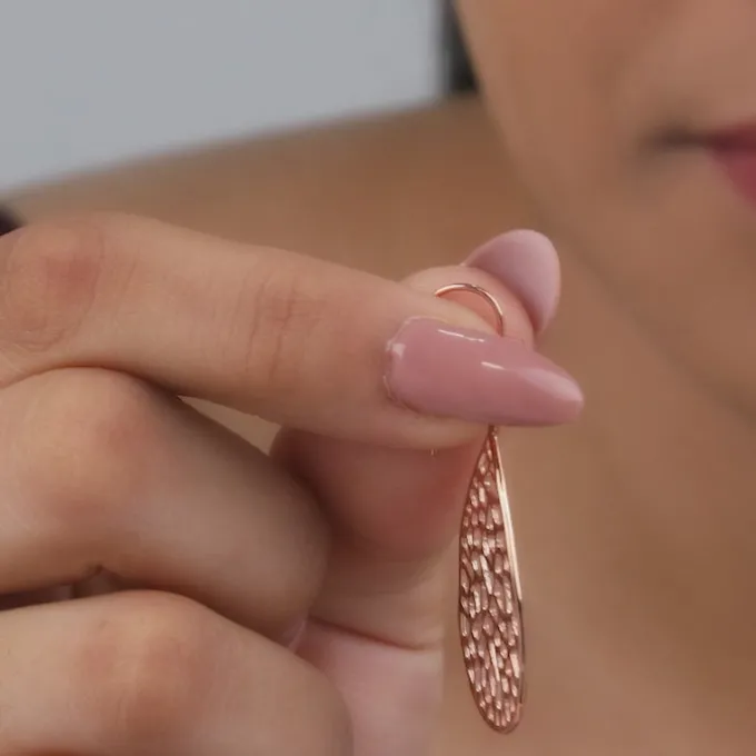 Rose Gold Lattice Teardrop Filigree Earrings