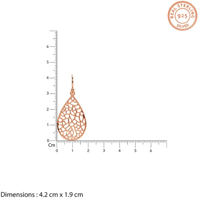 Rose Gold Lattice Teardrop Filigree Earrings