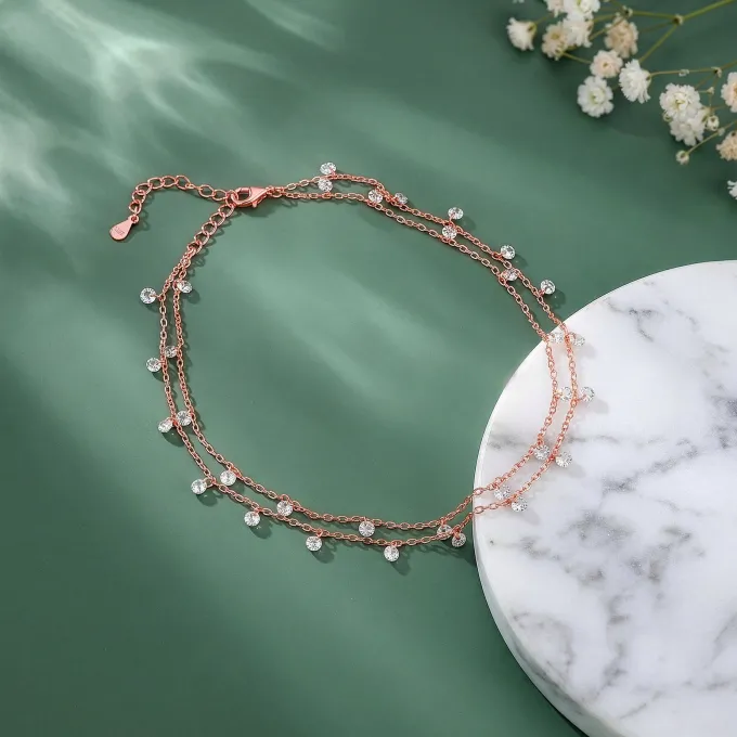 Rose Gold Layered Queen's Anklet