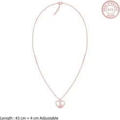 Rose Gold Leaf Me More Heart Pendant with Link Chain