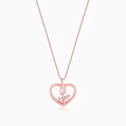 Rose Gold Leaf Me More Heart Pendant with Link Chain