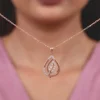 Rose Gold Leaf Ritz Pendant With Link Chain