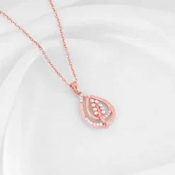 Rose Gold Leaf Ritz Pendant With Link Chain