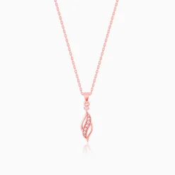 Rose Gold Leaflet Pendant With Link Chain