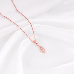Rose Gold Leaflet Pendant With Link Chain