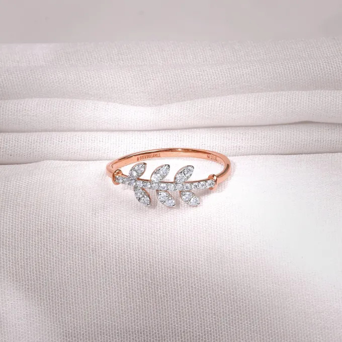 Rose Gold Leafline Lab Grown Dimond Ring