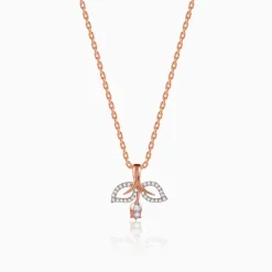 Rose Gold Leafline Rose Lab Grown Diamond Pendant