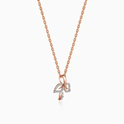Rose Gold Leafline Rose Lab Grown Diamond Pendant
