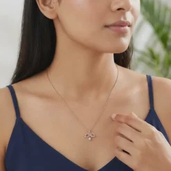 Rose Gold Leafline Rose Lab Grown Diamond Pendant