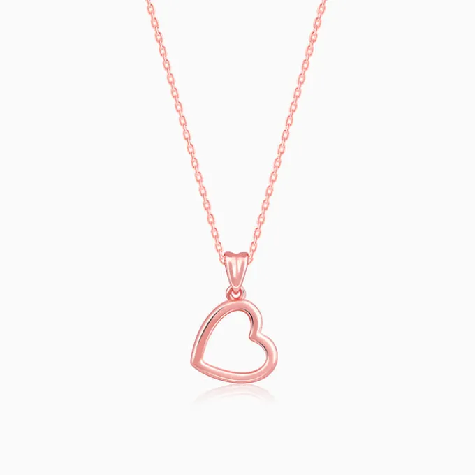 Rose Gold Line Heart Pendant with Box Chain