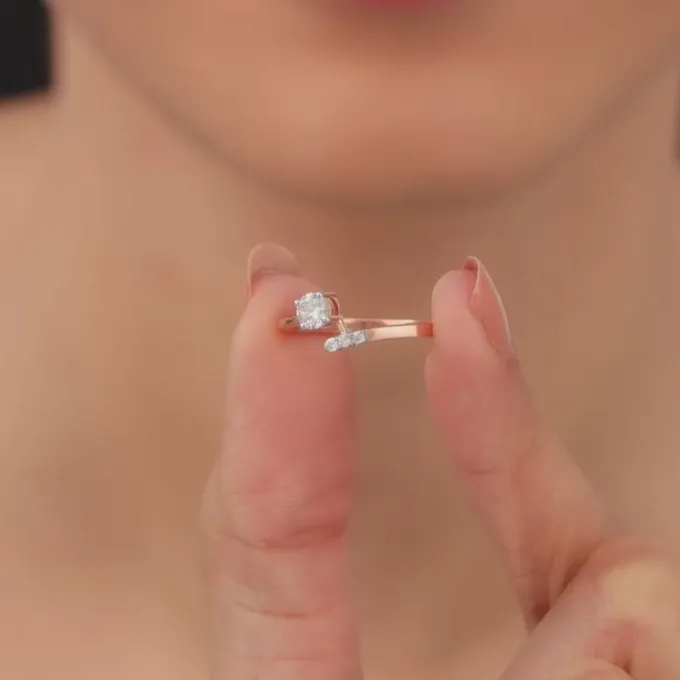 Rose Gold Linked in Love Solitaire Lab Grown Diamond Ring