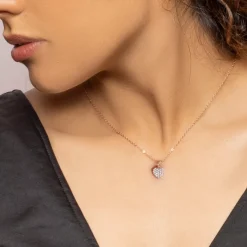 Rose Gold Little Heart Pendant With Link Chain