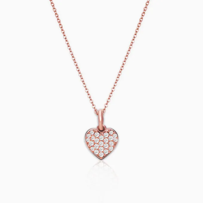 Rose Gold Little Heart Pendant With Link Chain