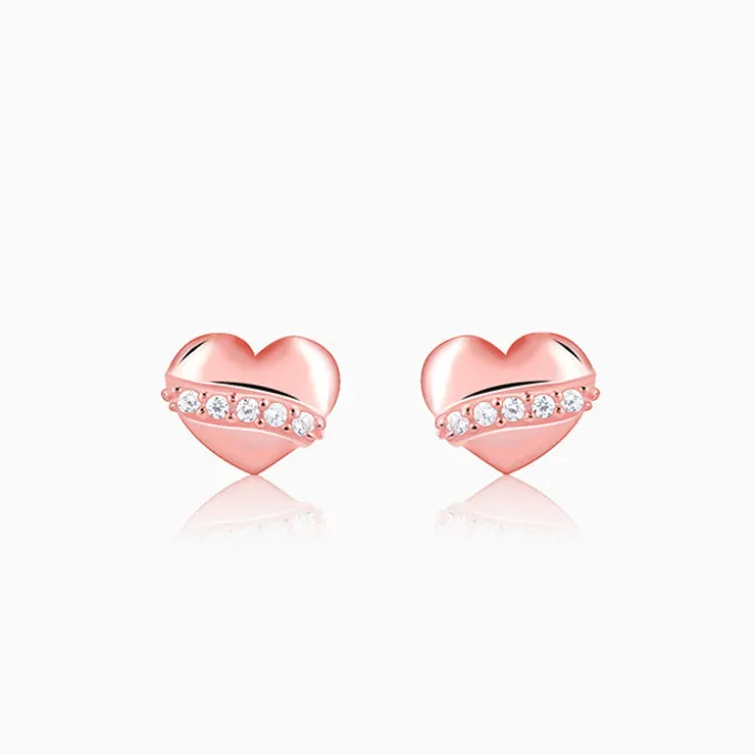 Rose Gold Locket Love Stud Earrings