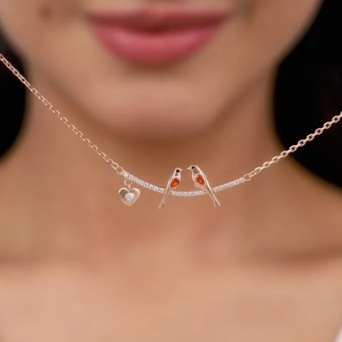 Rose Gold Love Bird Necklace