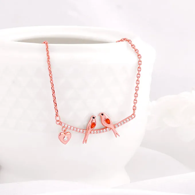 Rose Gold Love Bird Necklace