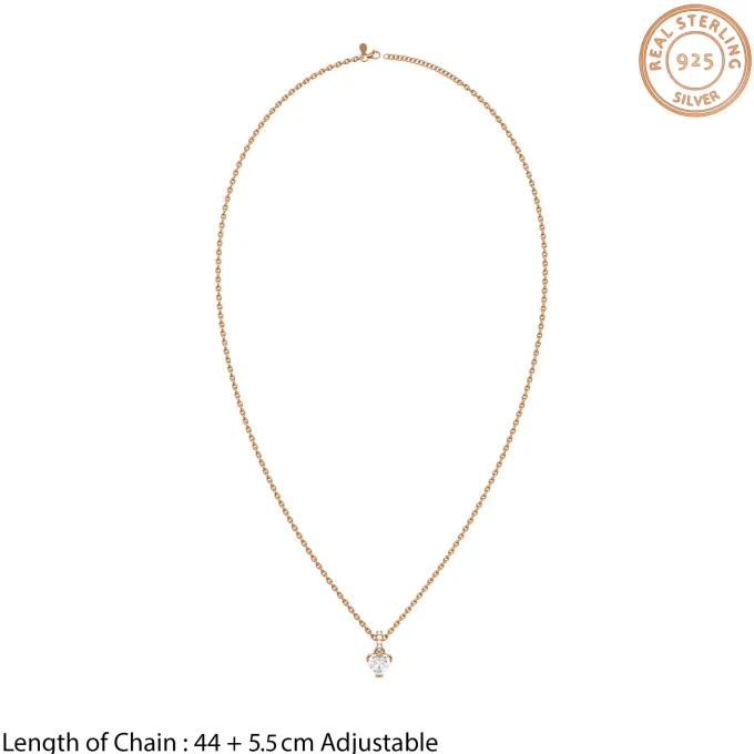 Rose Gold Love Heart Pendant With Link Chain