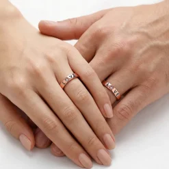 Rose Gold Love Letter Couple Rings