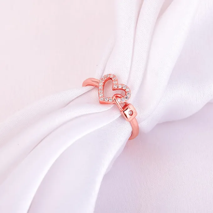 Rose Gold Love Lock Ring