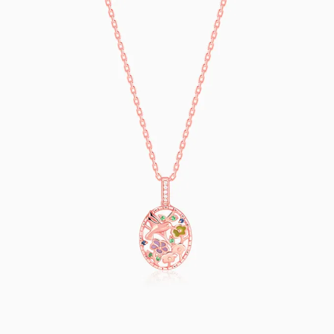 Rose Gold Love Of Nature Pendant With Link Chain