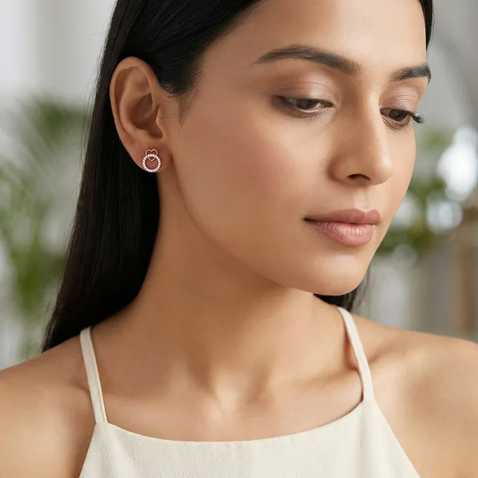 Rose Gold Love Orbit Lab Grown Diamond Earrings
