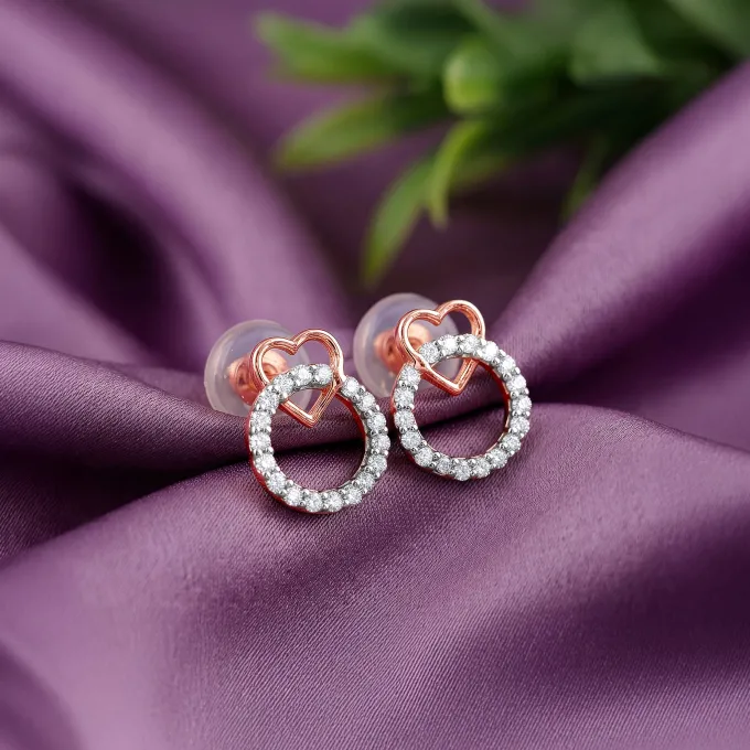 Rose Gold Love Orbit Lab Grown Diamond Earrings