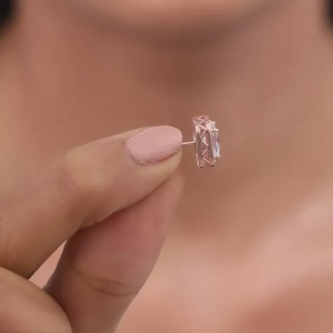Rose Gold Love Square Earrings