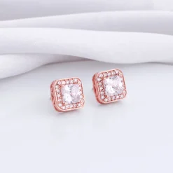 Rose Gold Love Square Earrings