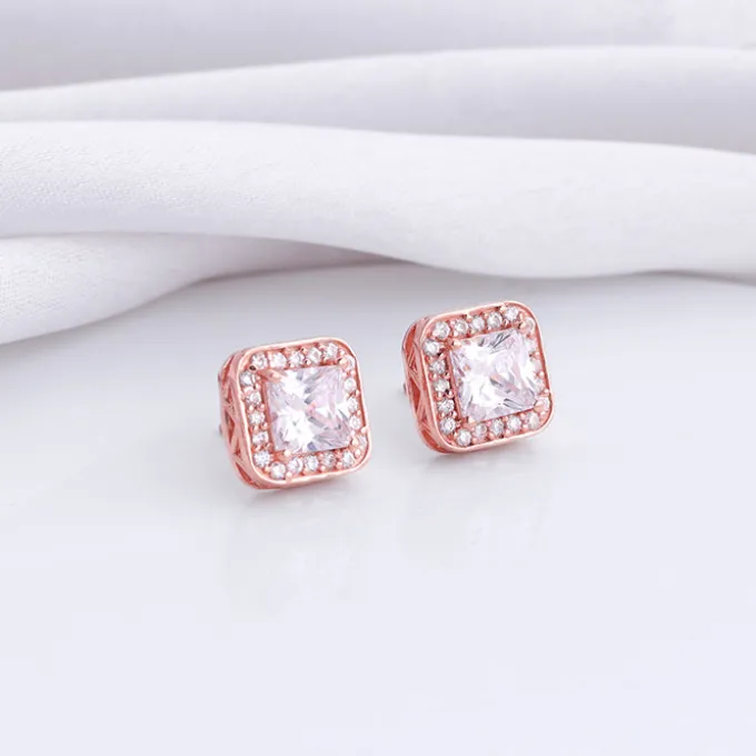 Rose Gold Love Square Earrings