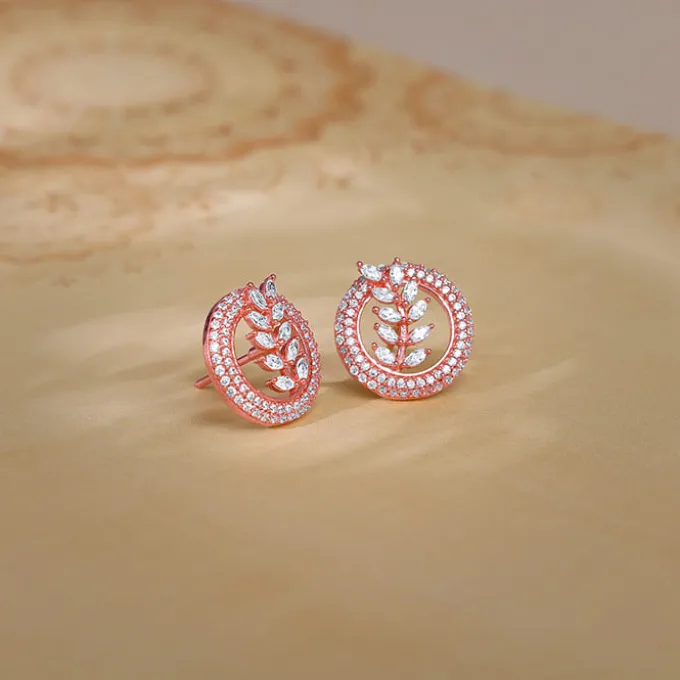 Rose Gold Lush Leaf Earrings