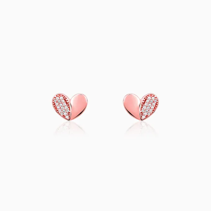 Rose Gold Made for Each Other Stud Earrings