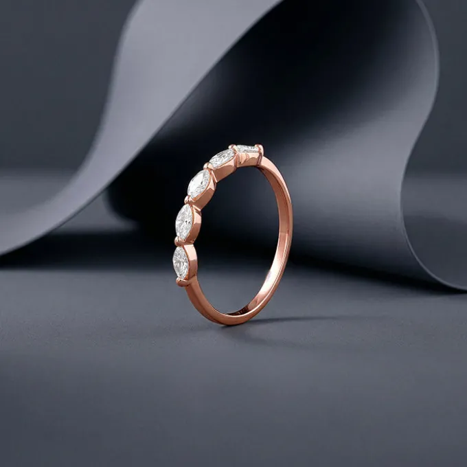 Rose Gold Marquise Half Eternity Ring (Size 12)