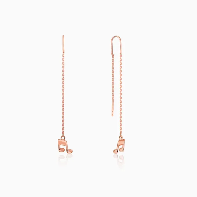 Rose Gold Melody Drop Sui Dhaga Earrings