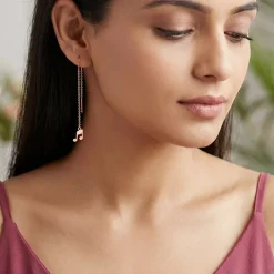 Rose Gold Melody Drop Sui Dhaga Earrings