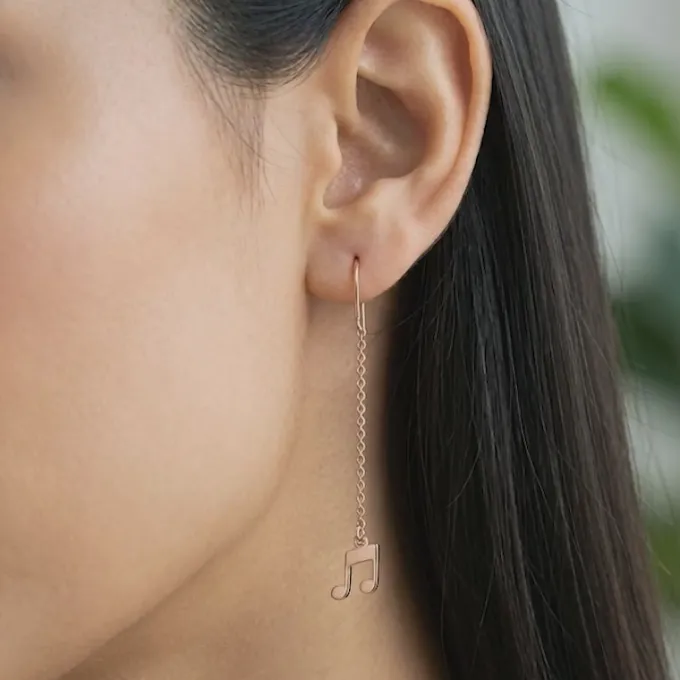 Rose Gold Melody Drop Sui Dhaga Earrings