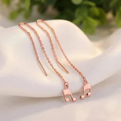 Rose Gold Melody Drop Sui Dhaga Earrings