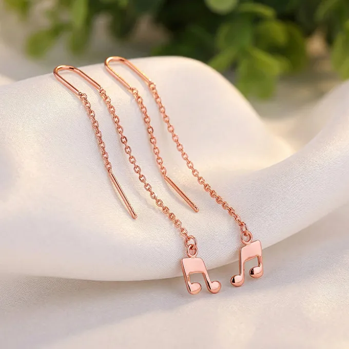 Rose Gold Melody Drop Sui Dhaga Earrings