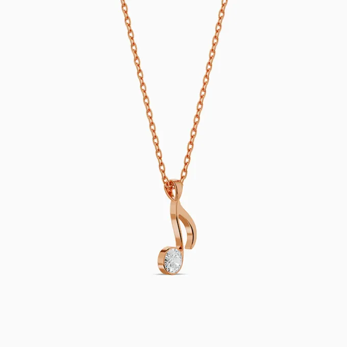 Rose Gold Melody Pendant With Link Chain