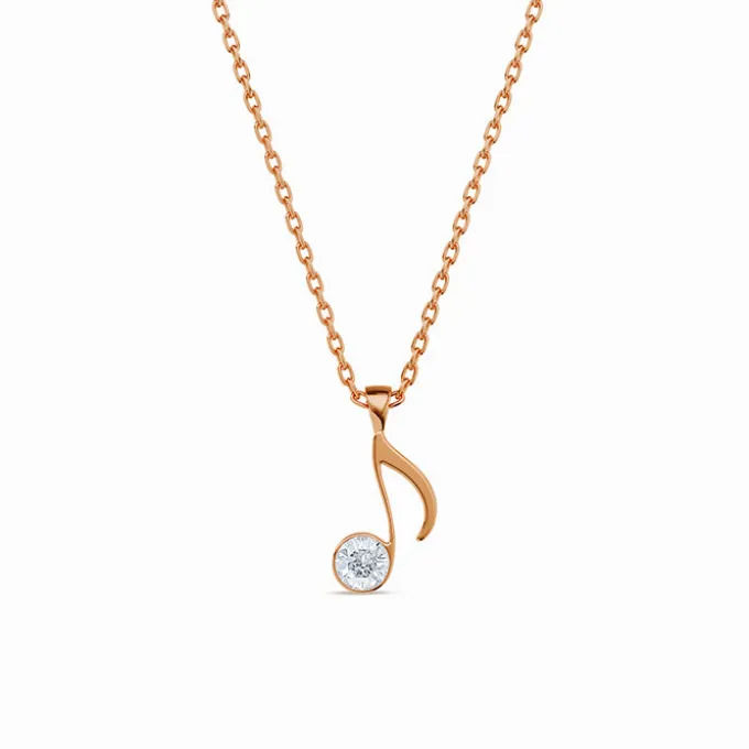 Rose Gold Melody Pendant With Link Chain