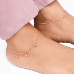 Rose Gold Merging Stars Anklet