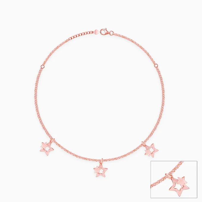 Rose Gold Merging Stars Anklet