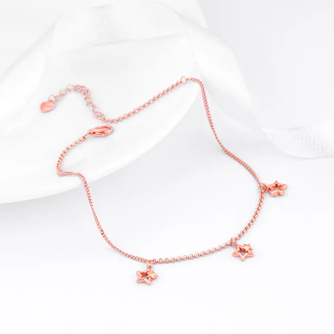 Rose Gold Merging Stars Anklet