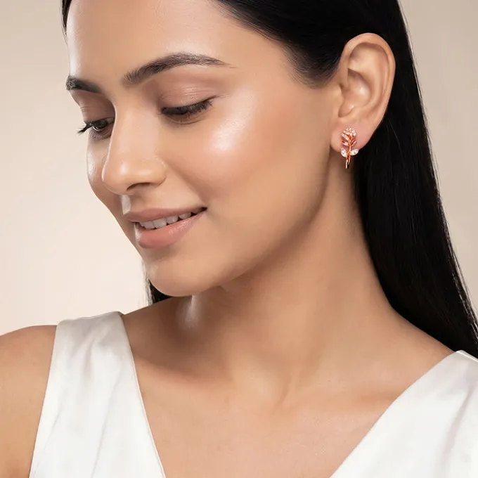 Rose Gold Mini Rosebud Earrings