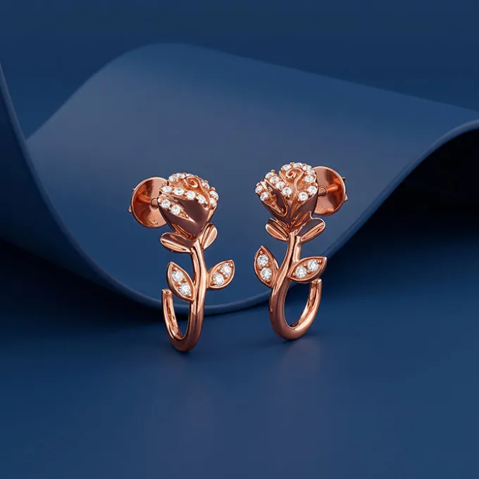 Rose Gold Mini Rosebud Earrings