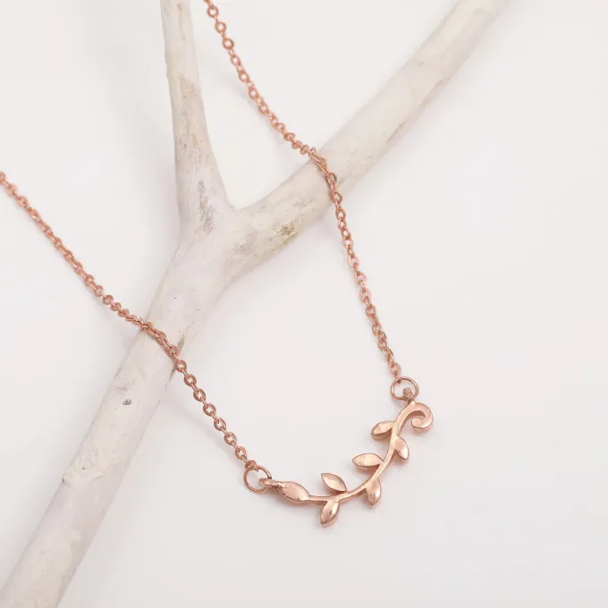 Rose Gold Minimal Leaf Pendant