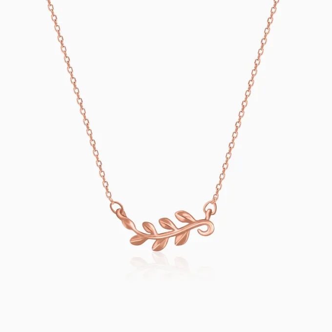Rose Gold Minimal Leaf Pendant