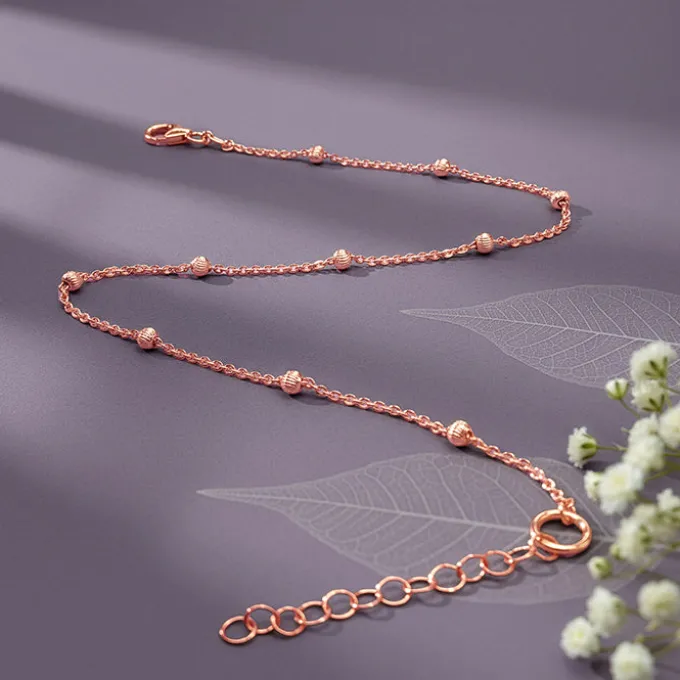Rose Gold Moon Bead Anklet