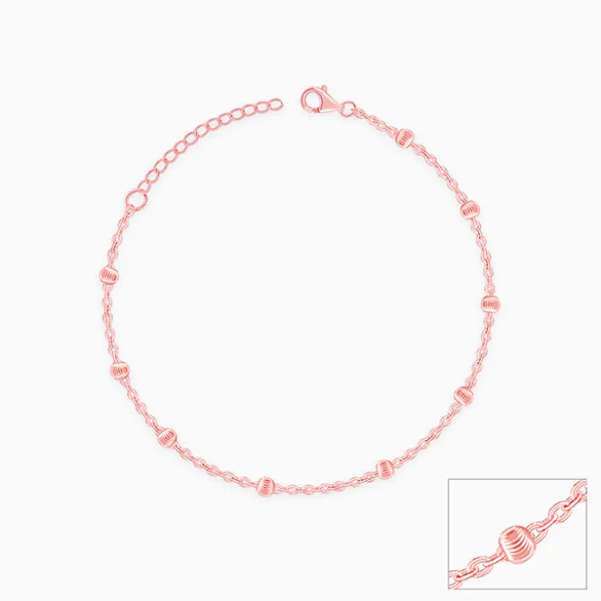 Rose Gold Moon Bead Anklet