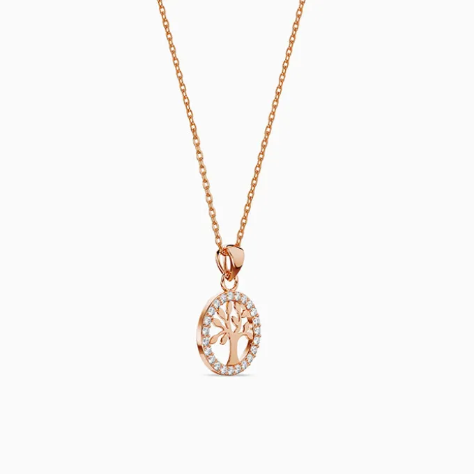 Rose Gold Moonline Tree Pendant with Link Chain